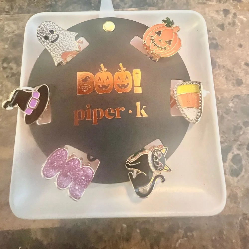 NWT Piper K Halloween Hair Clips Set - Orange, Black, Pink